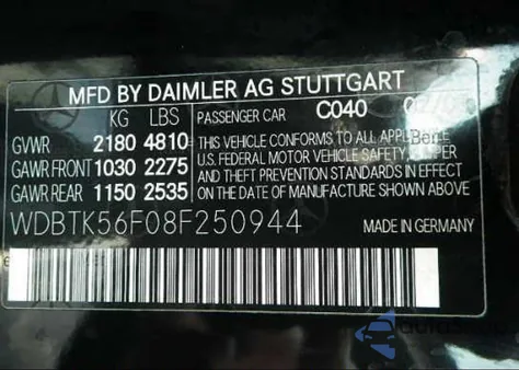 2008 Mercedes-Benz Clk350 z USA, uszkodzony, nr VIN WDBTK56F08F250944